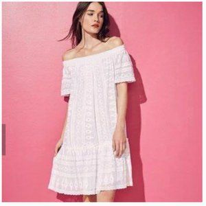 Rebecca Taylor white off the shoulder embroidered gauze dress 6